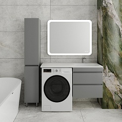 Style Line Тумба с раковиной под стиральную машину Даллас 120 R Люкс Plus подвесная серая – фотография-6